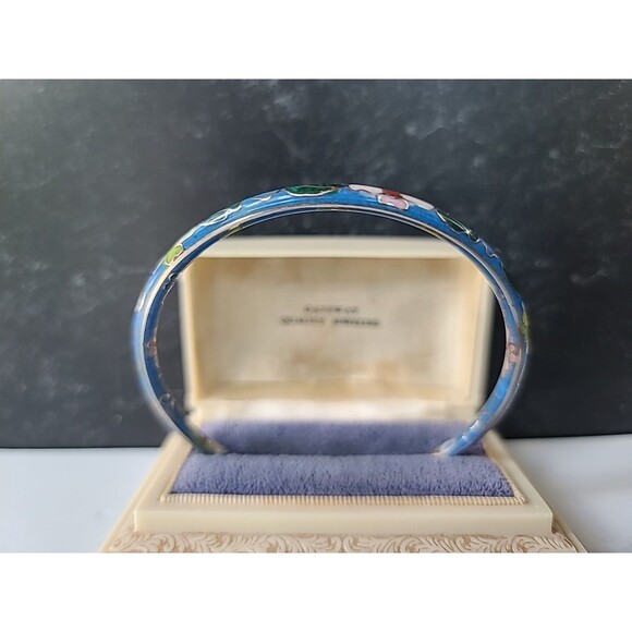 Cloisonne Floral Enamel Bangle Bracelet Vintage - Picture 6 of 10